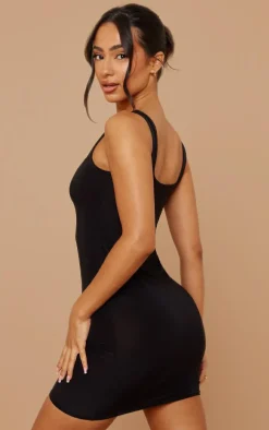 Petite Black Jersey Mini Dress