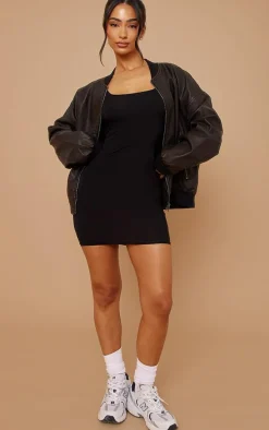 Petite Black Jersey Mini Dress