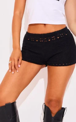 Petite Black Knitted Hotpants