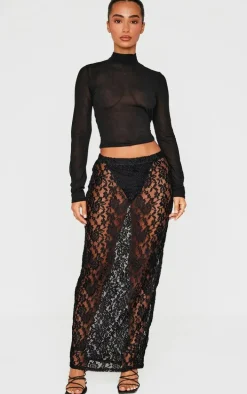 Petite Black Lace Maxi Skirt