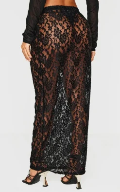 Petite Black Lace Maxi Skirt