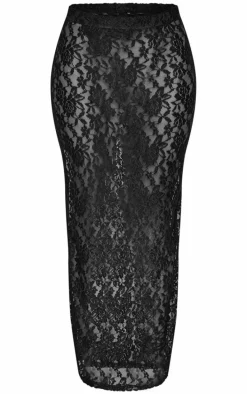 Petite Black Lace Maxi Skirt