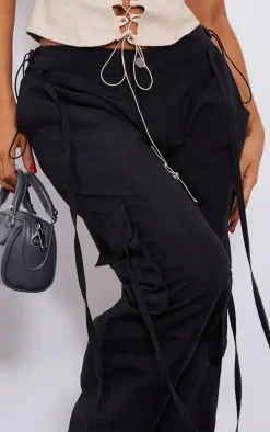 Petite Black Lightweight Shell Low Rise Cargo's