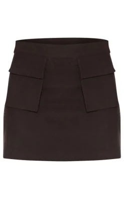 Petite Black Linen Look Pocket Detail Mini Skirt