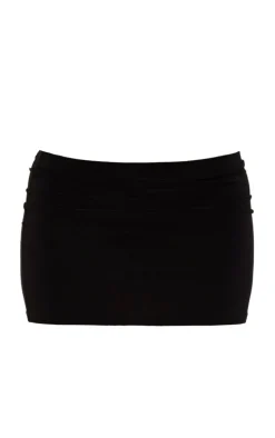Petite Black Low Rise Slinky Micro Mini Skirt