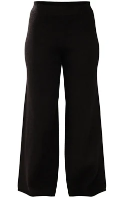 Petite Black Luxe Knit Wide Leg Pants