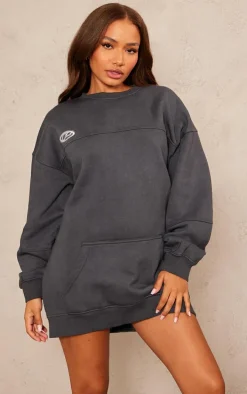 Petite Black Oversized Sweater Dress