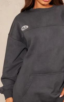 Petite Black Oversized Sweater Dress