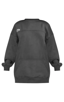 Petite Black Oversized Sweater Dress