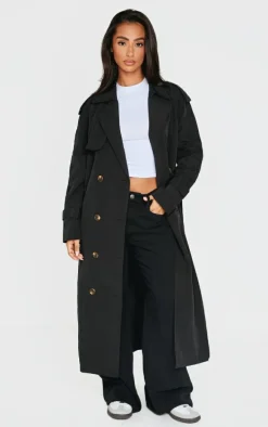 Petite Black Oversized Trench Coat