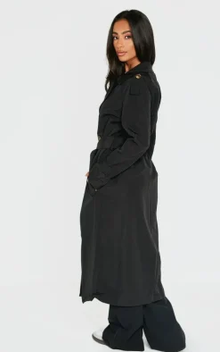 Petite Black Oversized Trench Coat