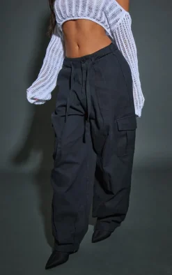 Petite Black Parachute Shell Cargos