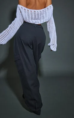 Petite Black Parachute Shell Cargos