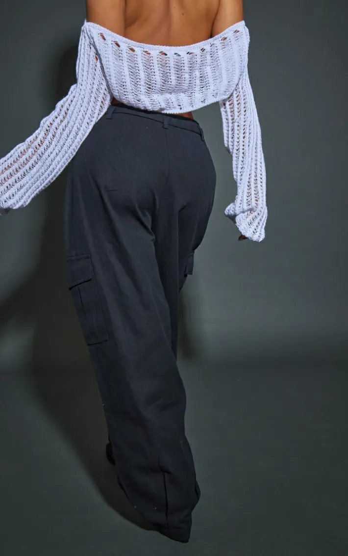 Petite Black Parachute Shell Cargos