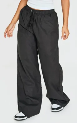 Petite Black Peach Skin Cargo Pants