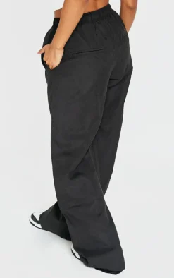 Petite Black Peach Skin Cargo Pants