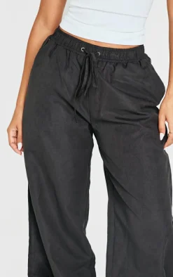 Petite Black Peach Skin Cargo Pants