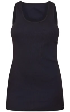 Petite Black Rib Scoop Neck Strappy Bodycon Dress