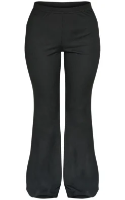 Petite Black Ribbed Flared Pants