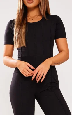 Petite Black Seam Detail Jumpsuit