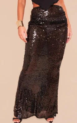 Petite Black Sequin Maxi Skirt