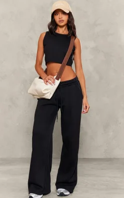 Petite Black Sleeveless Raw Edge Tank Top