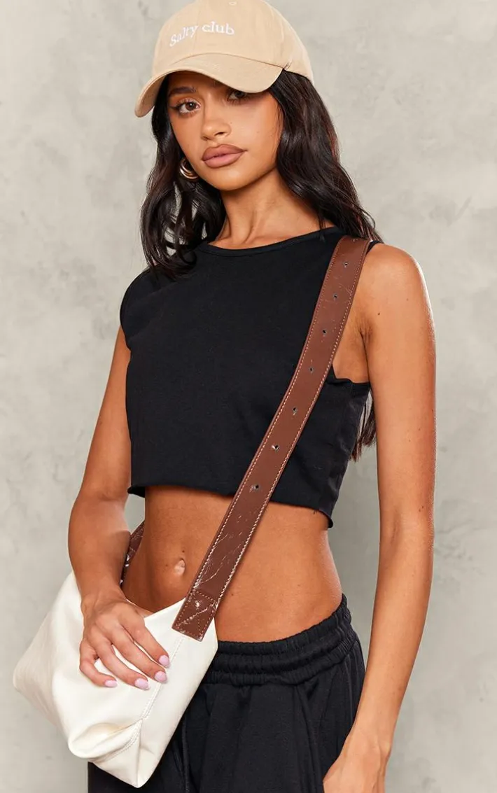 Petite Black Sleeveless Raw Edge Tank Top