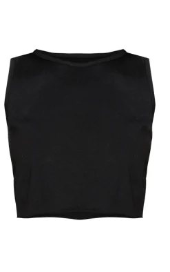 Petite Black Sleeveless Raw Edge Tank Top