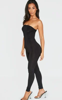 Petite Black Slinky Bandeau Jumpsuit