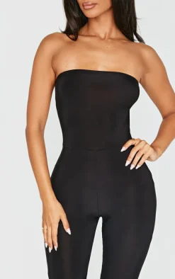 Petite Black Slinky Bandeau Jumpsuit
