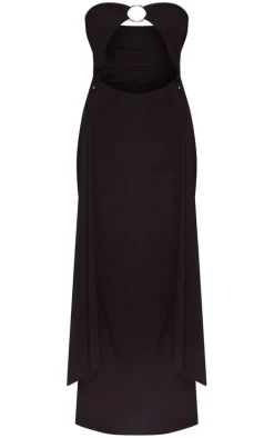 Petite Black Slinky Bandeau Cut Out Maxi Dress