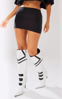 Petite Black Slinky Basic Low Rise Extreme Micro Mini Skirt