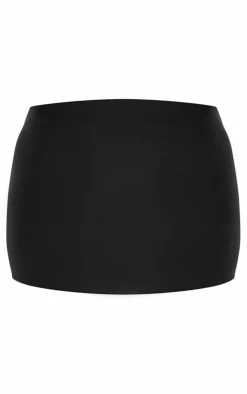 Petite Black Slinky Basic Low Rise Extreme Micro Mini Skirt