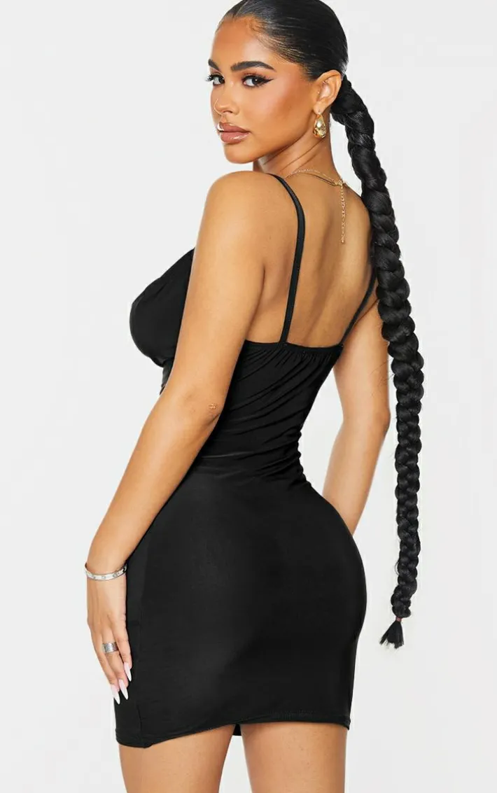 Petite Black Slinky Cowl Neck Dress