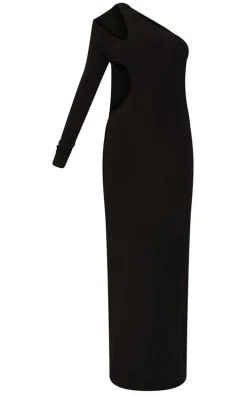 Petite Black Slinky Cut Out Maxi Dress