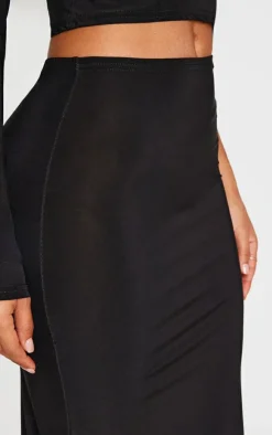 Petite Black Slinky High Waist Maxi Skirt