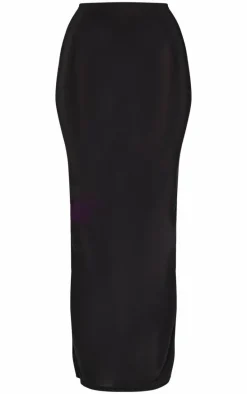Petite Black Slinky High Waist Maxi Skirt