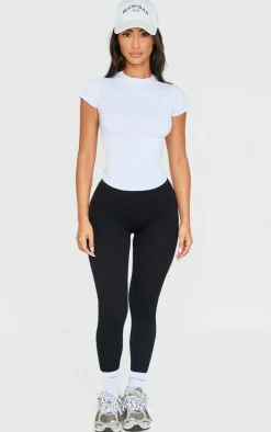 Petite Black Snatched Rib Seamless Leggings