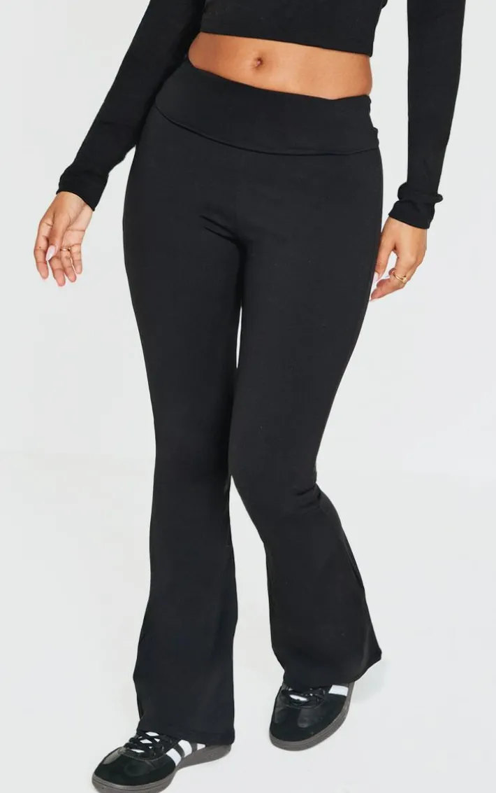 Petite Black Snatched Sculpt Foldover Pants