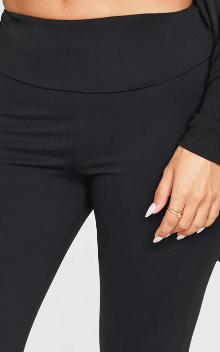 Petite Black Snatched Sculpt Foldover Pants