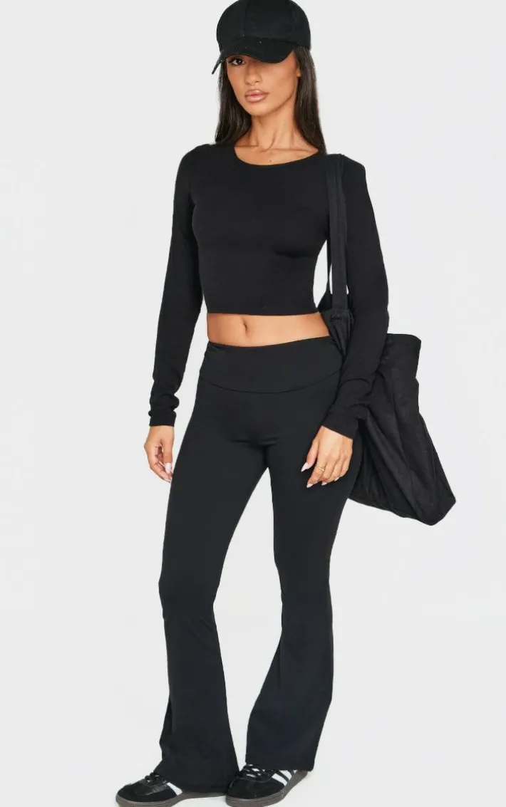 Petite Black Snatched Sculpt Long Sleeve Top