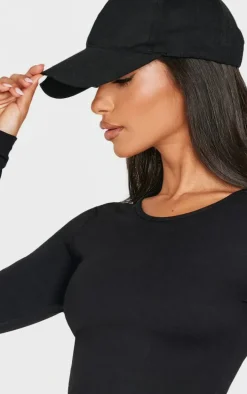 Petite Black Snatched Sculpt Long Sleeve Top