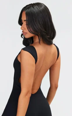 Petite Black Snatched Sculpt Open Back Unitard