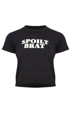 Petite Black Spoilt Brat Fitted T-shirt