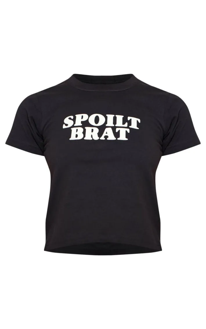 Petite Black Spoilt Brat Fitted T-shirt