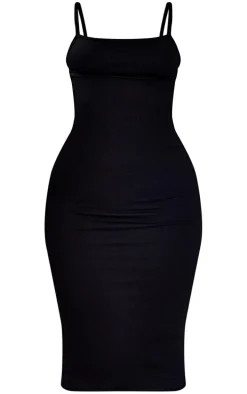 Petite Black Strappy Midi Dress