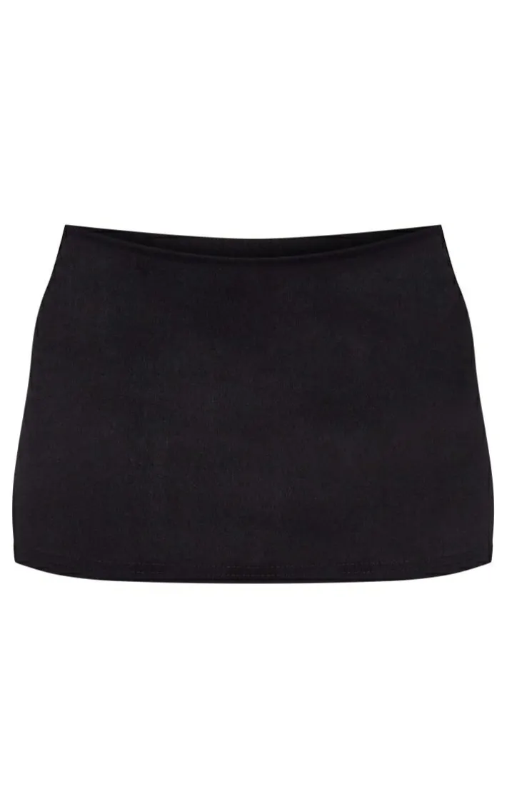 Petite Black Stretch Woven Basic High Rise Micro Mini Skirt