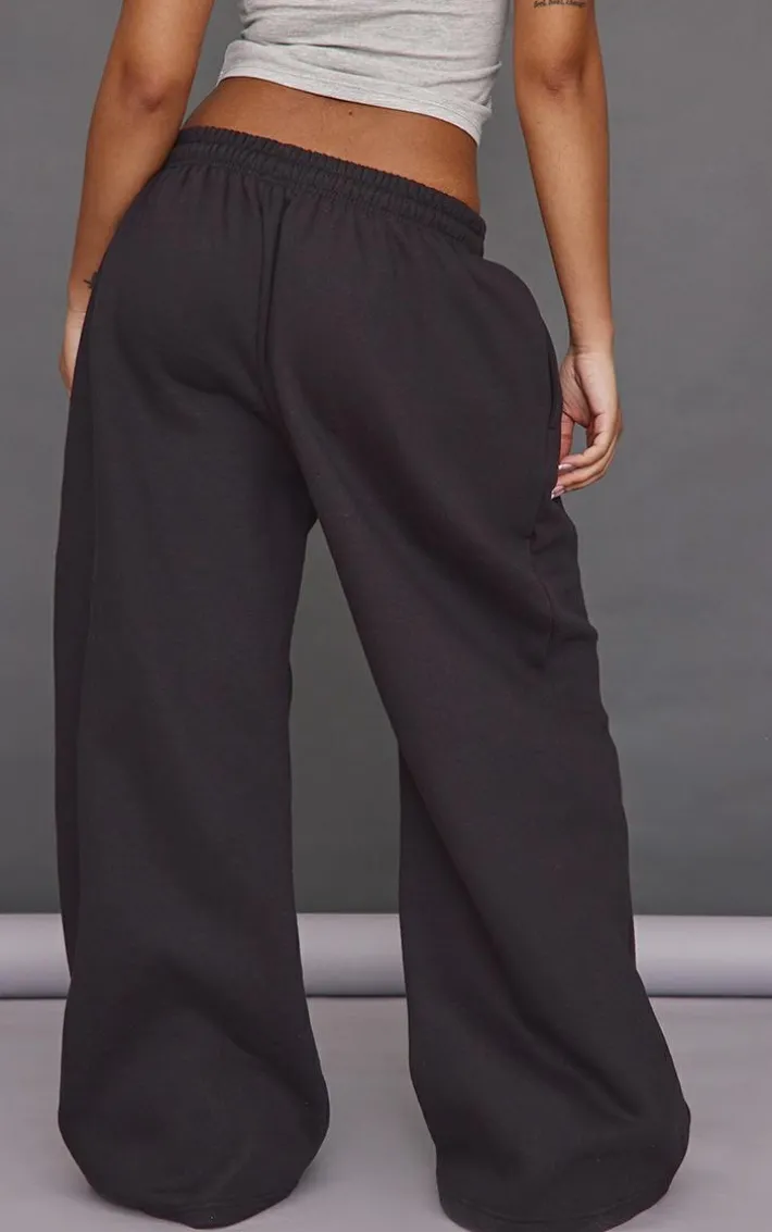 Petite Black Super Wide Leg Elasticated Waist Sweatpants