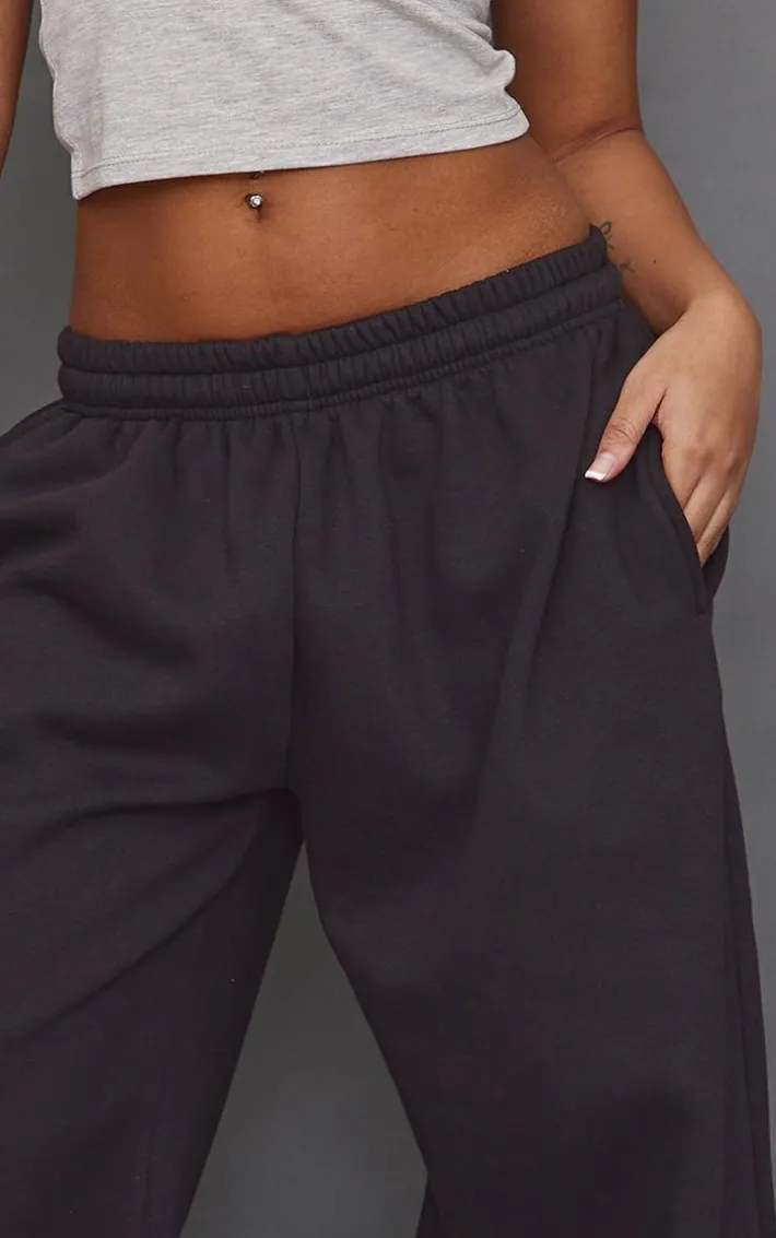Petite Black Super Wide Leg Elasticated Waist Sweatpants