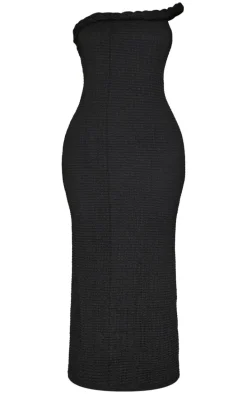 Petite Black Textured Twist Detail Maxi Dress